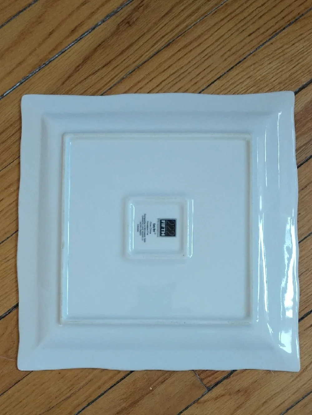 222 Fifth Pts International White Ceramic Square Dinner Plates Early Bird 2X Set